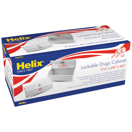 HELIX Locking Prescription Drug Cabinet, Heavy-Duty Steel, White 27050